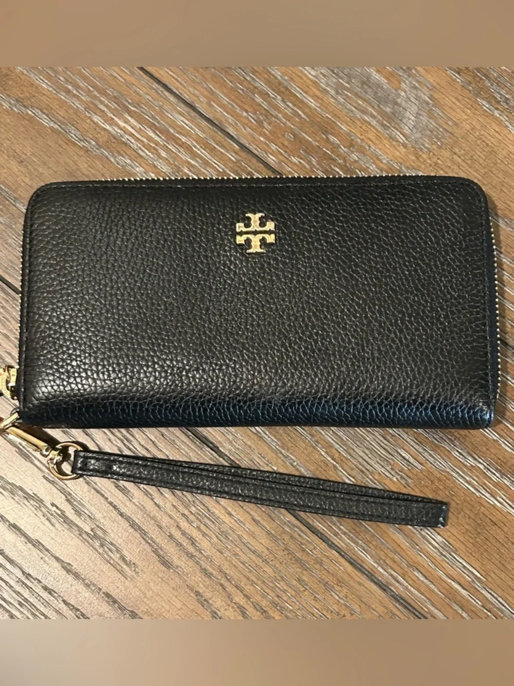 Tory Burch McGraw Black Pebbled Leather Carryall Tote Bag with Matching Wallet
